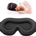 Sleep Eye Mask for Side Sleeper, Lash Extensions 3D Contoured Cup Sleeping Mask for Men Women, Travel Blackout Night Blindfold Eye Shade Cover with Adjustable Strap (Black-Side Sleeper)