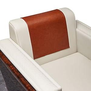 MINJIATEX Recliner Headrest Covers Protector Washable Non Slip Faux Leather Headrest Covers for Recliner Chair Waterproof Couch Headrest Covers for Sofa, Furniture, Office Chair, Theater Seat (Brown)