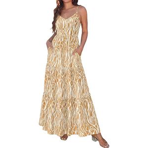 KIRUNDO Sundresses for Women 2026 Spring Summer(Khaki, XL)