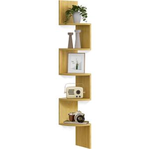 VASAGLE Corner Shelf Wall Mount, 5-Tier Floating Corner Bookshelf, 1 Set