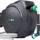 Retractable Garden Hose Reel, 65FT +6FT 5/8" Durable Wall Mounted Water Hose Reel with 180 Swivel Bracket, 9 Pattern Sprayer, 6Ft leader hose,Smooth Automatic Rewind, Any Length Lock.