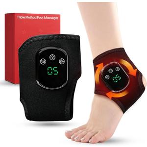 2026 Upgraded Foot Triple Method Massager - Cordless Heated Foot Massager with 5 Heat & 3 Vibration for Soreness Relief & Relaxation, Portable for Home, Office, Travel - Ideal Gift - 1-Pack Black