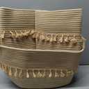 TeoKJ Storage Basket 3 Pack for Organizing, Rope Cotton Baskets for Toy, Clothes, Blankets, Decorative Basket for Living Room, Nursery, Bathroom, Jute
