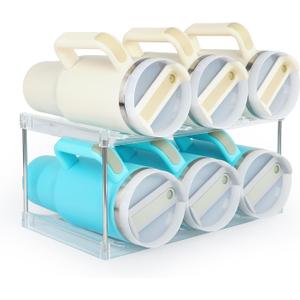 Water Bottle Organizer Holder for Stanley 40 oz Tumbler, Stackable Tumbler Organizer - Cabinet Organizer, Kitchen Storage Organization for Accessories (2 Tier - Hold 6)