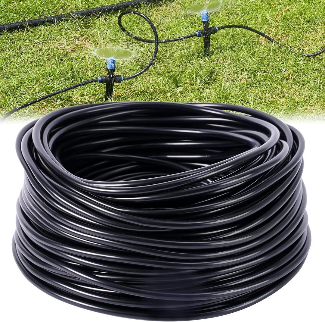 HIRALLY 1/4 inch Blank Distribution Tubing, New Quick Drip Irrigation Parts, Black 98FT Drip Irrigation Hose HIRALLY 1/4 inch Blank Distribution Tubing, New Quick Drip Irrigation Parts, Black 98FT Drip Irrigation Hose
