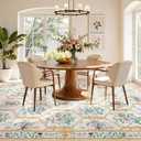 LIVEBOX Beige 8x10 Area Rug for Living Room, Vintage Washable Floral Rug for Bedroom Girls, Soft Non-Slip Rugs with Butterfly and Bee Pattern, Large Throw Carpet for Dining Room, Nursery Home Decor