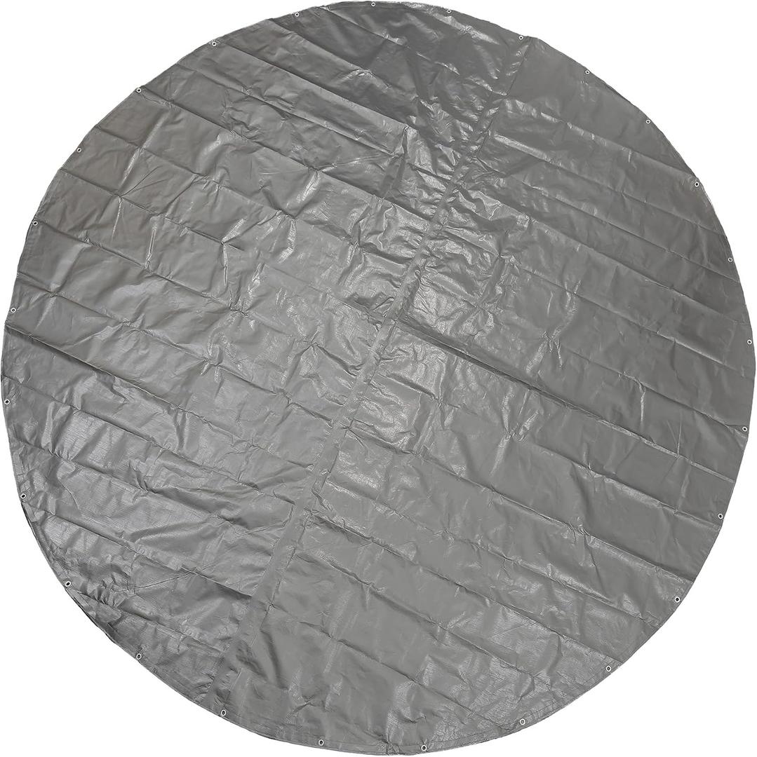 GUARD SHIELD Round Tarp 18 Feet Waterproof Heavy Duty Circle Tarps for Under Pool Silver/Black Multi Purpose Circular Outdoor Cover