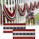 4th of July Decorations: 2pcs 1.6x18ft Vintage Retro American Flag Banner Outdoor Decorations for Front Door Porch Fence, Patriotic Fourth of July Decor for 250th Anniversary Memorial Independence Day