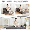 Tiita Folding Sofa Bed Couch, Single Size Foldable Futon Chair with Pillow, Folding Sleeper Sofa Chair Bed Floor Mattress for Guest Room, Living Room, Beige
