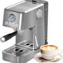 Sorgente 20 Bar Espresso Machine with Milk Frother
Stainless Steel Coffee Maker, 1350W Fast-Heating for Home Cappuccino & Latte, Visible Pressure Gauge, Silver