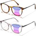 2 Pack Progressive Multifocal Reading Glasses Women No Line Bifocal Transition Readers Mid-Near Range 3ft Round Lens (Not 0 Top/Interacting)