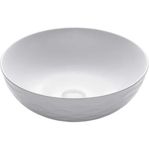 KRAUS Viva Round White Porcelain Ceramic Vessel Bathroom Sink, 16 1/2 in. D x 5 1/2 in. H, KCV-200GWH