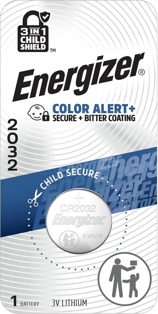Energizer 2032 Batteries (6 Pack), 3V Lithium Coin Batteries with 3-in-1 Child Shield