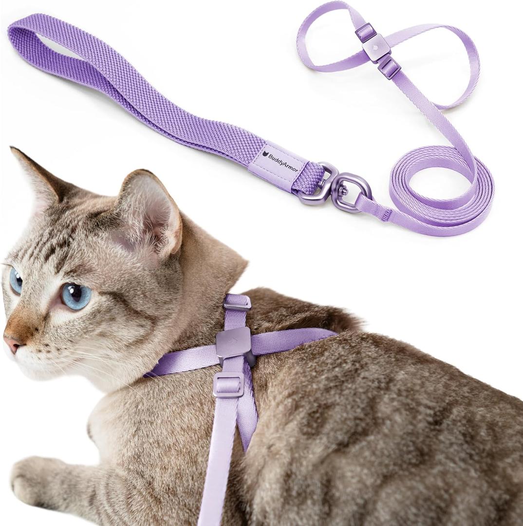 Cat Harness and Leash 2-in-1, Escape Proof Anti-Chocking Harness Adjustable Lighweight Leash Walking Outoor Training for Kitten Small Large Cats Puppy, US IDA Bronze Award (Monet Purple)