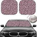 GVEN Windshield Sun Shade Car Sunshade Truck Accessories Large-Size Front Window Shades Windshield Cover Visor for Full-Size MPVs, Vans, Trucks, SUVs, Tesla (Pink Leopard, L)