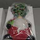 Table Top Christmas Decorations, 13" Ceramic Santa Figurine, Desk Christmas Tree, Pre-lit Battery Operated Vintage Santa Tree Ornaments with 50 Multicolored Lights + 1 Star Toppers Indoor Centerpiece