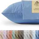 Linen Home 100% Cotton Percale Pillowcases King Size, Baby Blue, 2 Pieces of Pillow Case, Crisp and Cool Strong Bed Linen, 20 inches X 36 inches
