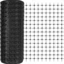 Preboun Plastic Mesh Fence 2 x 164 ft Plastic Safety Fence Roll Reusable Animal Construction Barrier Netting Temporary Pool Fencing Snow Fence for Construction Animal Garden Fencing(Black)