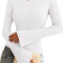 Zenlonr Long Sleeve Shirts for Women 2025 Fall Off The Shoulder Tops Casual Slim Fitted Knit T-Shirt Y2K Clothes