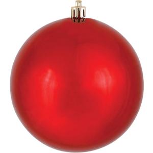 Vickerman 4" Red Shiny Ball Christmas Ornament, Shatterproof UV Resistant Plastic, Set of 6 for Christmas Tree Decor - Floral Wire for Reliable Hanging.