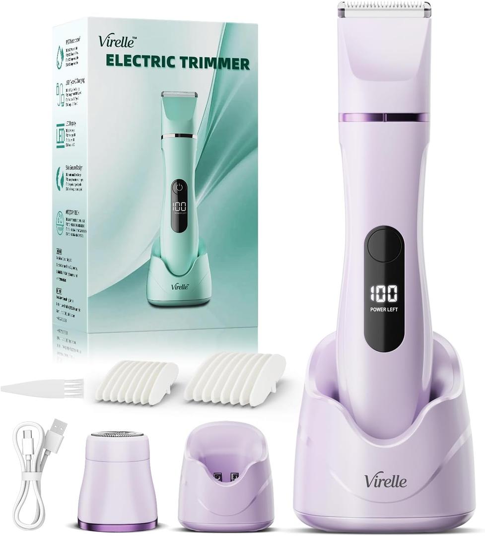 Hair Removal Epilators Bikini Trimmer for Women, Painless Waterproof Electric Foil Shaver Razor for Facial Leg Body Armpit, Ceramic Blade with USB Charging Dock, Travel Grooming Gift for Her, Purple