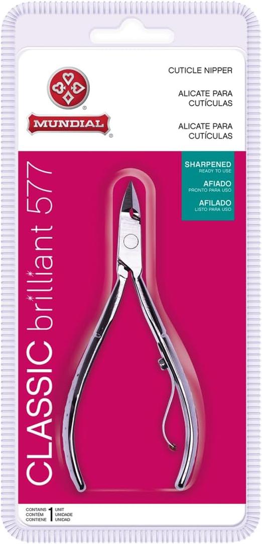Mundial 577 Cuticle Nippers: Quality Carbon Steel Nipper, Versatile & Sturdy, 4.3 Inch Full Jaw Cuticle Cutters, Super Sharp & Precise, Designed for Both Left and Right Hand Use