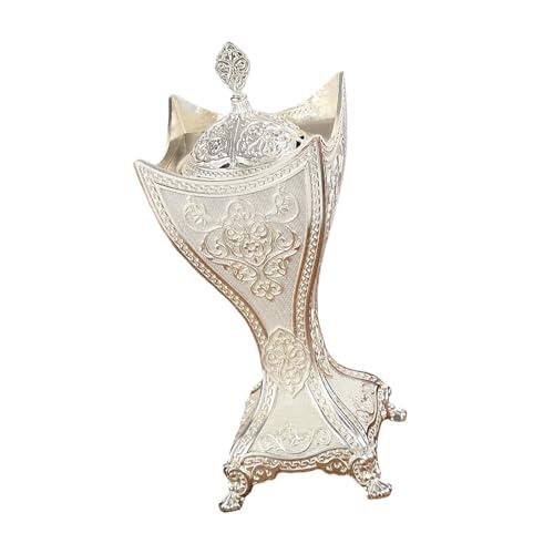 European Metal Incenses Burners Arabic Styles Carving Incenses Holder with Stable Base for Frankincense Resins Use Frankincense Burners
