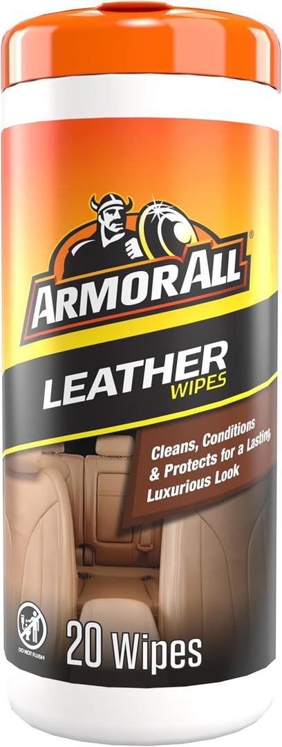 Armor All Interior Cleaner Car Leather Wipes by , For Cleaning Cars, Trucks and Motorcycles, 20 Count (Pack of 1)