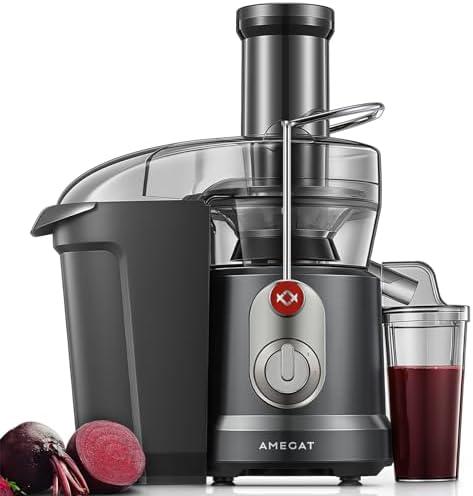 AMEGAT Juicer Machines, 1300W Peak Power Centrifugal Juice Extractor Machine with 3.2" Wide Mouth for Whole Fruits and Vegetables, 2-Speed Fruit Juicer, High Juice Yield, Easy to Clean, BPA-Free There Is A Crack