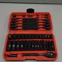 LLNDEI 1/4" Drive Socket Set & Nut Driver Set 44PCS, 1/4-Inch Sockets Deep&Shallow Metric(4-15mm) with Ratchet, 1/4" Hex Shank 6" Long Nut Drivers(6-14mm) for Impact Drill Bits(PH1 PH2)