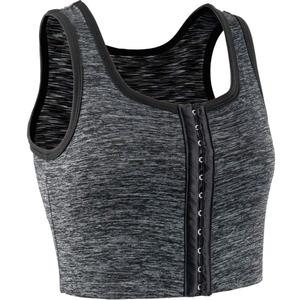 XUJI 3 Rows Central Clasp Chest Binder Tank Top (Large, Dark Grey)