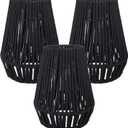 boho lamp shades Black Rattan Pendant Light Shade,Coastal Handwoven Rattan Lamp Shade,Boho Hanging Lampshades Replacement for Kitchen Island Bedroom Living Room Hallway,3 Pack