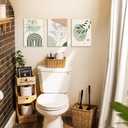 Esejchiam 3pcs Abstract Boho Style Wall Art Green Plant Canvas Prints Poster Pictures Simple Geometric Lines Beige Green Paintings Decoration for Living Room Bathroom Bedroom Wall Decor Unframed