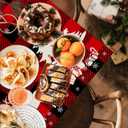 2 x 4 Pack Christmas Checkered Tablecloth Buffalo Plaid Snowflake Table Cover 51 X 86'' Disposable Rectangle Red and Black for Xmas Party Decor Winter Holiday