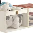 Linen Closet Organizers and Storage, Closet Storage Bins Basket Organizer, Foldable Organization Baskets with Mesh Window for Clothes Towels and Toys, 12.75" x 12.75" x 9", Beige, 2 pack