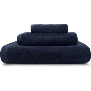 Lincoln & Palm 3 Piece Turkish Towels Set, Thick, Soft, Plush 700 GSM Spa & Hotel Quality, Silver Infused SILVERbac | Bath 58x30, Hand 30x16, Face Wash Cloth 13x13 (Navy, 3 Piece Towel Set)