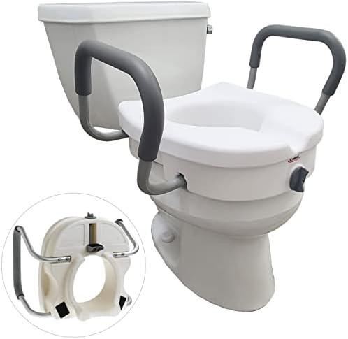 Carex E-Z Lock Toilet Seat and Safety Frame Combo Pack, 5-Inch Height Lift Seat Riser for Elderly and Handicap, Commode Chair For Elderly - Fits and Locks to Round or Elongated Toilets
