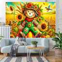 Fall Thanksgiving Banner Autumn Scarecrow Sunflower Party Backdrop Banner 71x43 Inchs Fall Thanksgiving Farmhouse Photography Backdrop Decorations Autumn Theme Party Supplies