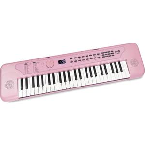 RockJam 49 Key USB Keyboard Piano with Lessons & Keynote Stickers (Baby Pink)