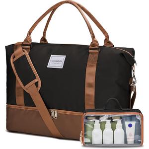 WOOMADA Weekender Overnight Bag for Women, Carry on Shoulder Travel Duffel with Shoes Compartment,Gym Bag with Toiletry Bag 