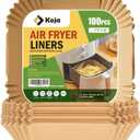 Koja 100 Pcs Disposable Parchment Air Fryer Liners, Non-Stick Greaseproof Paper, Square 8 Inch Baking Paper Liners for Air Fryer, Microwave, Oven, Steamer, Easy Clean, Heat Resistant Accessories