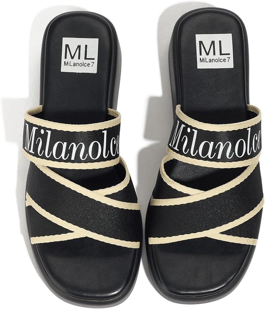 MiLanolce Platform Sandals Comfortable Slip On Wedge Sandals for Women Bohemia summer Open Toe Wedges Slides