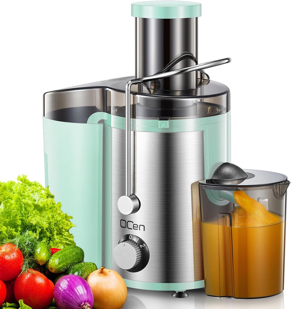 Juicer Machine, 800W Centrifugal Juicer Extractor with Wide Mouth 3 Feed Chute for Fruit Vegetable, Easy to Clean, Stainless Steel, BPA-free (Aqua)