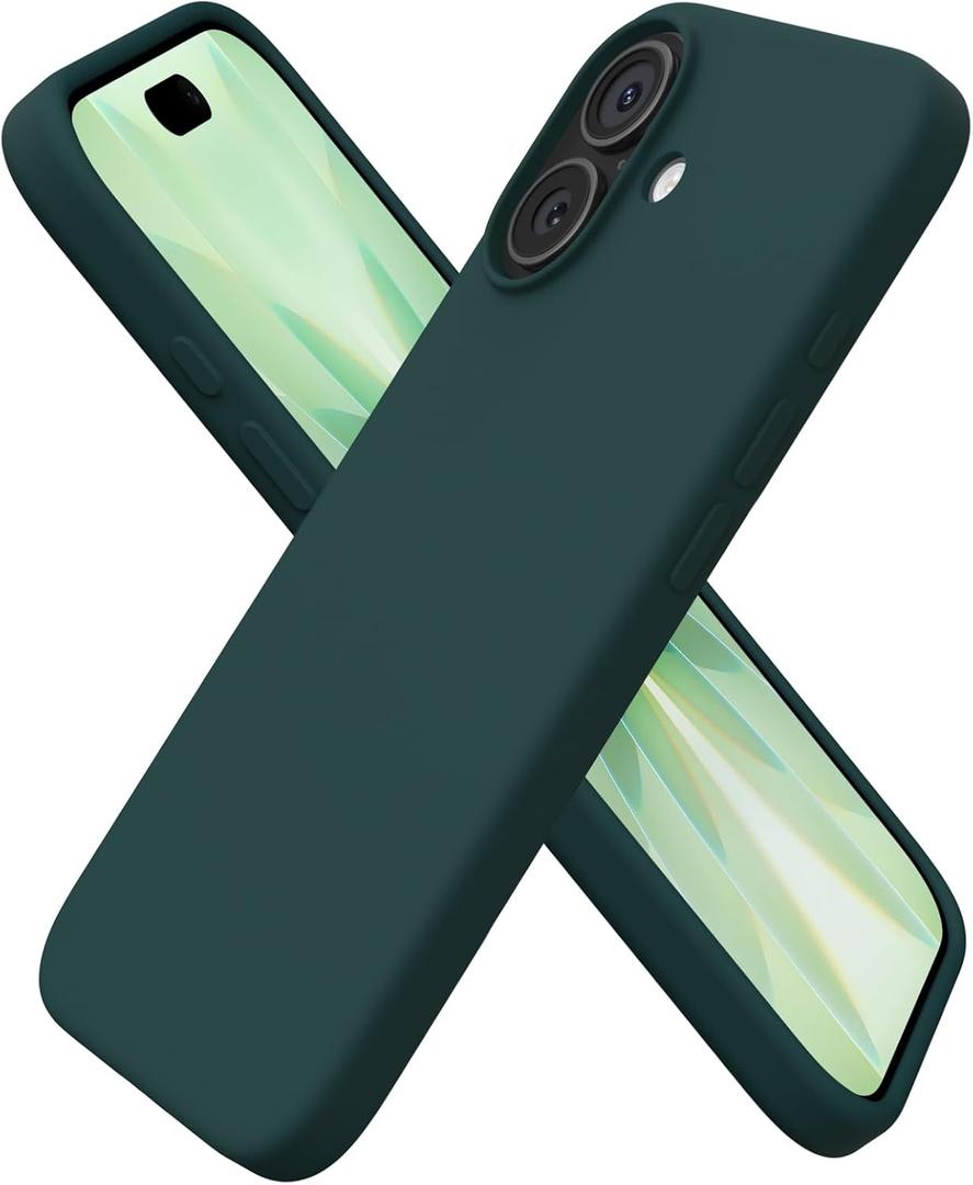 ORNARTO Compatible with iPhone 17 Case 6.3, Slim Liquid Silicone 3 Layers Full Covered Soft Gel Rubber Phone Case Protective Cover 6.3 Inch, Olive Green
