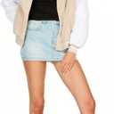 Forever 21 Women's Oversized Corduroy Bomber Jacket – Snap Button Varsity Coat with Front and Back Patches, Ribbed Trim, Contrast Sleeves, Streetwear Style L