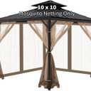 Gazebo Universal Replacement Mosquito Netting, 10'x10' Gazebo Netting Outdoor, 4-Panel Screen Walls for Outdoor Patio with Zipper (Mosquito Net Only) (Brown)