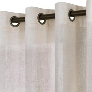 KOUFALL Beige Rustic Country Curtains for Living Room 84 Inches Long Flax Linen Bronze Grommet Tan Sand Color Solid Faux Linen Curtains for Bedroom Sliding Glass Patio Door 2 Panels