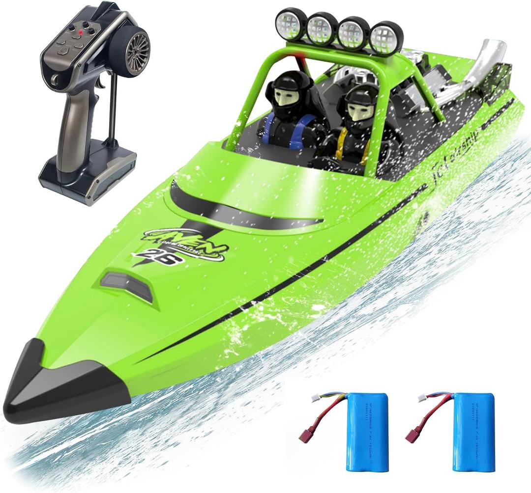 ARRIS Fast RC Jet Boat with Auto Flip & 2 Batteries, High-Speed RC Drift Boat, Weedless Shallow-Water Design, 2.4Ghz Waterproof Remote Control Boat for Adults, Hobby Grade Gifts
