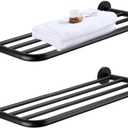 30 Inch Towel Rack with Towel Bar Holder, 2-Tier Stainless Steel Towel Shelf for Bathroom & Lavatory Wall Mounted (Black)