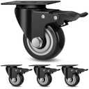3 Inch Industrial Heavy Duty Swivel Caster Wheels with Brake,Set of 4 Safety Locking Casters,Load 1600lbs,Premium Polyurethane Wheels for Table,Trailer,Saw Table,Stage Toolbox,Bed,Corn Board (Black)